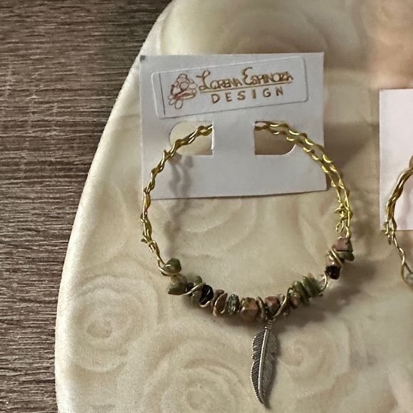 Lorena Espinoza Design Gold and Green Beaded Earrings - Picture 2 of 5